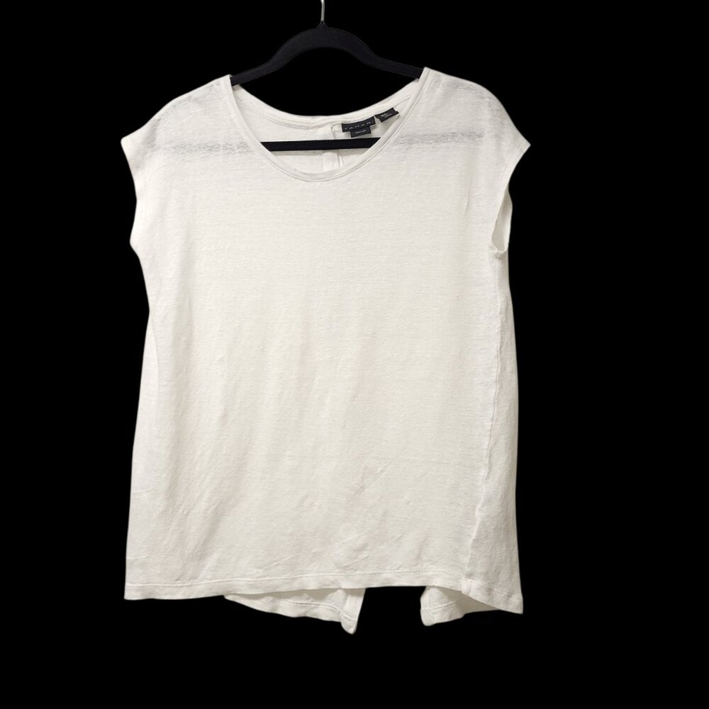 Tahari Linen Crew Neck Short Sleeve Top Size M